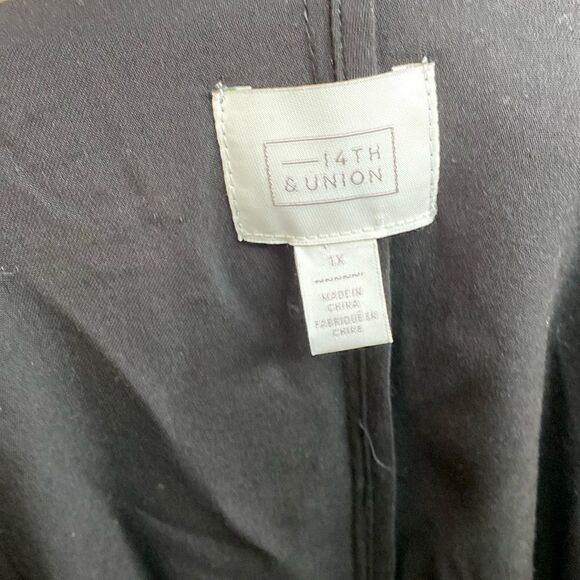 14th & Union Black Layered Front Unstructured Open Front Jacket Cardigan - Picture 10 of 12